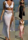 Women solid lace sexy mesh long skirt swimsuit Three-Pieces