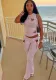 Women Spring Summer Heart Print Hollow Solid Sleeveless Tank Top Pants Two Piece Set
