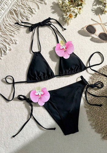 Women Sexy Lace Bikini Flower Two Pieces Swimsuit