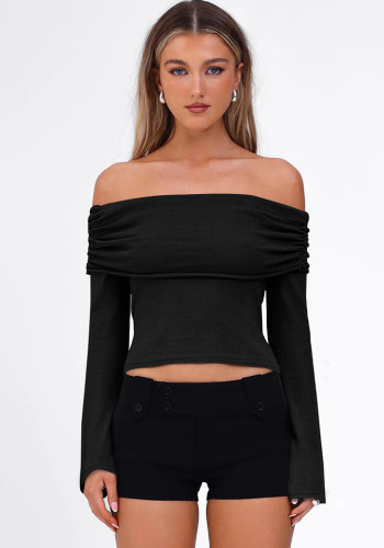 Women Spring Sexy Off Shoulder T-shirt Top