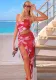 Women One Shoulder Suspender Sexy Hollow Print Dress