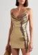 Sexy Gold V-Neck Strap Low Back Sequin Nightclub Mini Dress