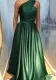 Elegant One-Shoulder Satin Slit Evening Dress for Women