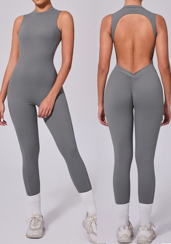 Women's Sleeveless Low-Back Yoga Jumpsuit
