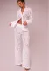 Autumn Slim Sexy Hollow Jacquard Lace Two Piece Pants Set