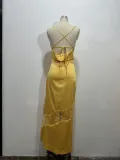 Chic Low Back Mesh Patchwork strap Summer Dress