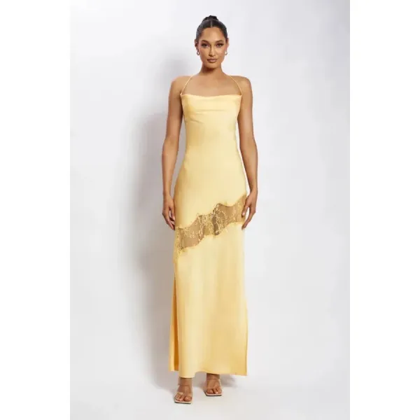 Chic Low Back Mesh Patchwork strap Summer Dress