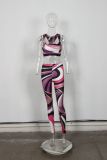 Women’s Sexy Streetwear Contrast Color Printed Crop Vest Pants Set