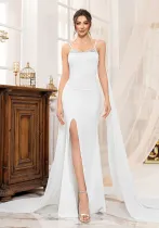 Sequin Strapless Wedding Dress High Waist Elegant Long Evening Gown