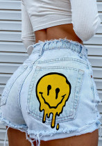 Trendy Denim Shorts Women's Print Fashion Booty Shorts
