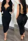 Women Solid Backless Ruffle Patchwork V-Neck Dress