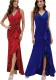 Women V-Neck Sleeveless Elegant Ruffle Slit Maxi Evening Dress