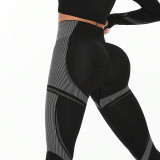 Women Yoga Long Sleeve Top Sports Fitness Pants Two-piece Set