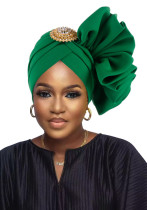 Women wedding elegant sewn flower with brooch African turban hat