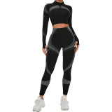 Women Yoga Long Sleeve Top Sports Fitness Pants Two-piece Set