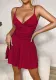 Women v-neck suspender backless solid summer sexy dress