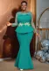Plus Size Elegant Mesh Ruffle Fishtail Slim Waist Party Dress