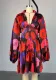 Women spring elegant printed v-neck backless dress