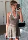 Spring Summer Leopard Print Low Back Lace Patchwork Halter Dress