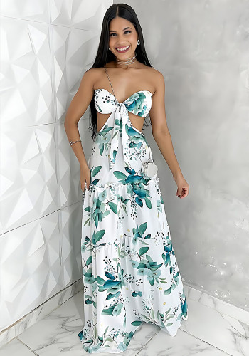 Women Printed Strapless Summer Dress
