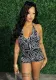Spring Summer Line Printed Sexy Halter Shorts Dress
