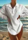 Turndown Collar Long Sleeve Irregular Beach Cover Up