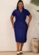 Elegant Plus Siz Office Chic V Neck Slim Fit Pencil Midi Dress