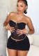 See Through strapless Top Mini Skirt Two Piece Set