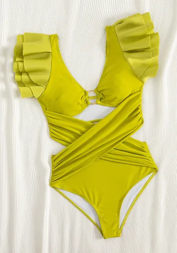 Sexy hollow triangle one-piece women's high waist swimsuit