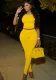 Solid color ribbed V neck short sleeve top tight fitting bell bottom split trousers casual two-piece set