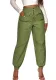 Pants fashion high waist button pocket design cuffed cargo pants women casual trousers