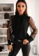 Autumn and winter fashion mesh patchwork button bow shirt women's clothing