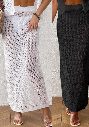 women's sexy knitting hollow long skirt holidays beach skirt