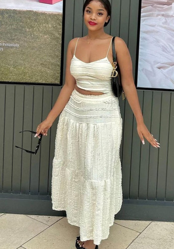 Women Summer Suspender Top and Skirt Two-piece Set