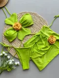Women sexy bikini flower Swimwear  three-piece