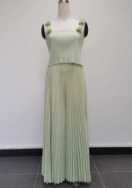 Plus Size Women Crop Top and pleated Skirt two-piece set