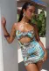 Women spring sexy suspenders contrast leopard print hollow bodycon dress