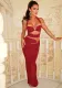 Sexy Halter Neck Heart Print Metal Button Hollow Top and Skirt Two-Piece Set for Women