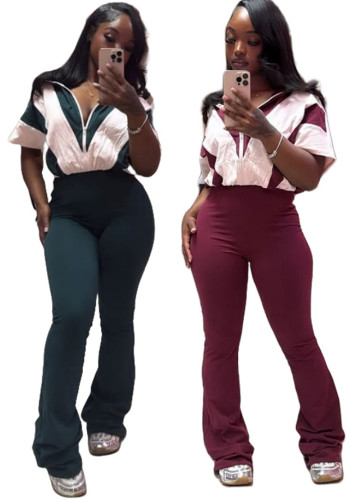 Long Sleeve Top with Pencil Pants Two-Piece Set for Women Contrast Color Women Casual for Women