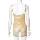 Sexy Summer Swing Neck Fake Two-Piece Suspender Dress for Women