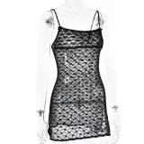 Women Summer See-Through Slit Sexy Suspender Sleeveless Dress