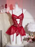 Sexy Lingerie Lace See-Through Bodysuit Skirt Two-Piece Set