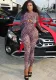 Women's Spring Round Neck Long Sleeve Leopard Print Sexy Hollow Tight-Fitting Jumpsuit