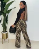 Leopard Print Fashionable Sexy Wide-Leg Pants High-Waist Women's Trousers