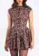 Women's Spring Leopard Print Round Neck Pleated Slim Sexy Low-Back Dress