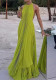 Women's Solid Round Neck Sexy Low Back pleated Beach Holidays Two Piece Skirt Set