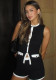 Spring Chic Sexy Women's Contrast Color Sleeveless Button Top Slim Shorts Set