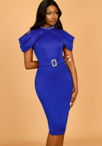 Spring Summer Cutout-Shoulder Half High-Neck Elegant Bodycon Dress