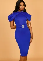 Spring Summer Cutout-Shoulder Half High-Neck Elegant Bodycon Dress