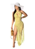 Women Tassel Knitting Two-Ways Tassel Beach Dress